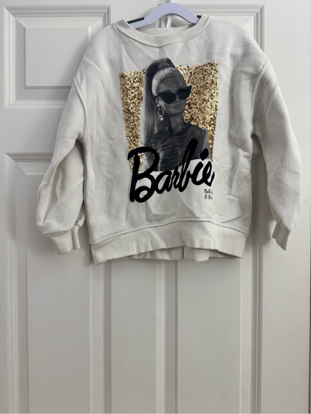Zara x Barbie Cream Sweatshirt with Pink Barbie Tag